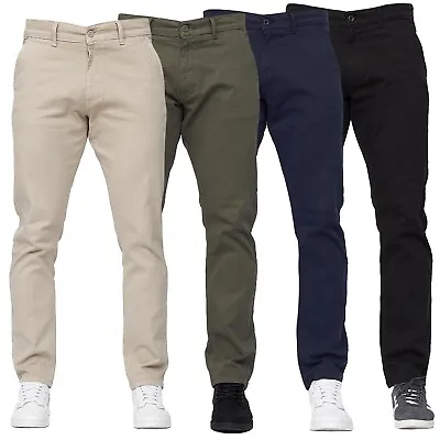 Stretch Slim Designer Chinos Mens Casual Work Cheap Pants Trousers Duck & Cover • £19.99