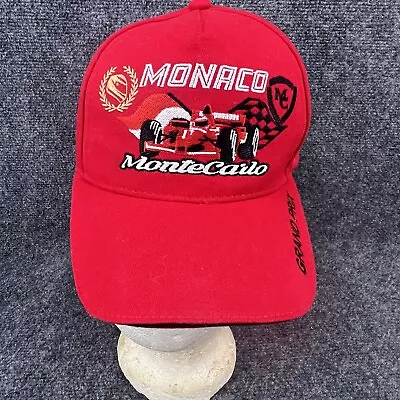 Red Monaco Monte Carlo Grand Prix Racing Hat Cap F1 Embroidered • $12