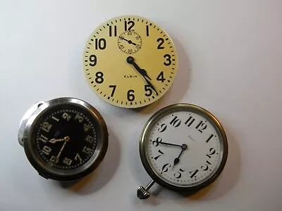 3 Vintage Elgin Rival Octavia Ww1 Military Usap Car Automotive Clock Movements  • $79