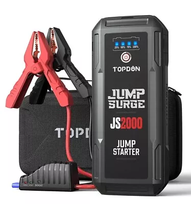 TOPDON 2000Amp USB Car Jump Starter Pack Booster Battery Charger Power Bank • £74.99