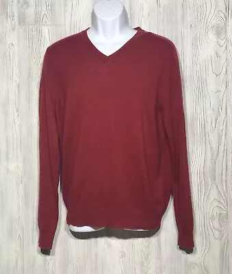 Apt. 9 Men's Silk Cashmere Blend V-Neck Burgundy Red Sweater Pullover Sz M EUC • $14.99