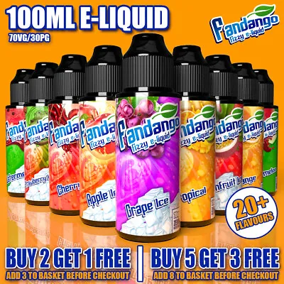  E Liquid 100ML Premium 0mg | Fandango | 70vg/30pg | Vape Juice | Cloud Chaser • £6.49