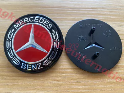 For Mercedes Benz Clk Cls E Ml Gl Front Hood Badge Black Red Emblem A0008172605 • $24.99