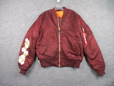 Alpha Industries Jacket Adult XL MA-1 Maroon Burgundy Orange Zip Bomber Flyers • $49.25