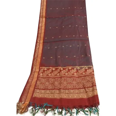 Sanskriti Vintage Long Dupatta Stole Cotton Silk Dark Red Hijab Woven Scarves • $27.38