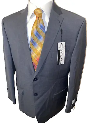 NEW Michael Strahan 40R Gray Sharkskin Wool Poly Blazer Sport Coat Jacket $270 • $45.99