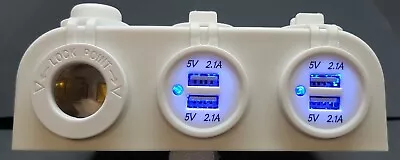 Dual Usb White 4.2a Charger X 2 + 12v 24v Power Outlet Socket Surface Mount 4x4  • $32.95