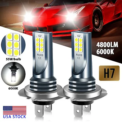 2x Super Bright H7 LED Headlight Kit High Low Beam DRL Bulbs 30000LM 6000K White • $9.95