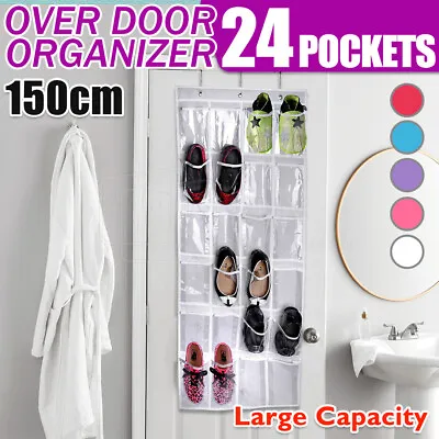 $19.98 • Buy 24 Pocket Shoe Organiser Holder Bag Over Door Hanging Shelf Rack Storage Hooks