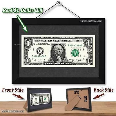 Framed Real One Dollar Bill Business Success Motivational Inspiration Gift • $9.95