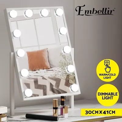 Embellir Makeup Mirror Hollywood Vanity With LED Light Rotation Tabletop White • $49.95