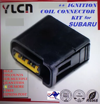 3 PIN IGNITION COIL /PLUG CONNECTOR KIT Suits SUBARU WRX/ STI Foz LIBERTY BLK  • $11.50