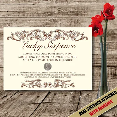 £4.06 • Buy Real Sixpence Wedding Poem Lucky Gift Idea For Brides Shoe Good Luck Charm - 26