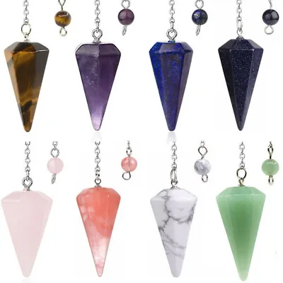 $3.49 • Buy Natural Stone Crystal Pendulum Hexagonal Reiki Chakra Healing Pendant