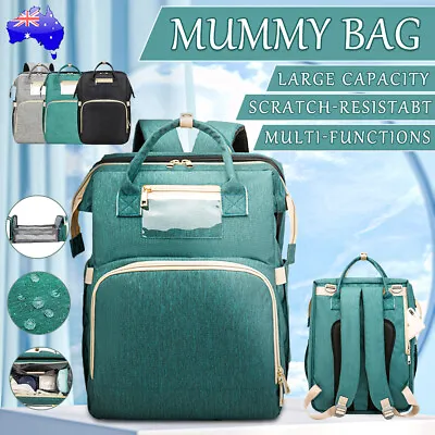 Multi-Function Baby Diaper Backpack Folding Bed Nappy Mummy Changing Bag AU • $51.20