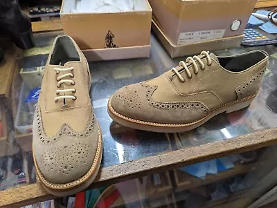 'BARBOUR' Beige/Cream Brogues Suede & Canvas Formal/Smart/Occasion Shoes • £44.95