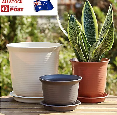 $13.99 • Buy 2 Pcs Big Pots+2 Pcs Pallets Set Imitation Ceramic Durable Resin Plant Pots