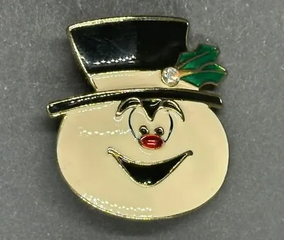 Frosty The Snowman Brooch Pin Enamel Rhinestone Top Hat Holly Nice Quality Rare • $24.99