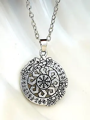 Helm Of Awe Necklace Pendant Asatru Eagershelm Aegishjalmur Rune Norse Jewellery • $14.35