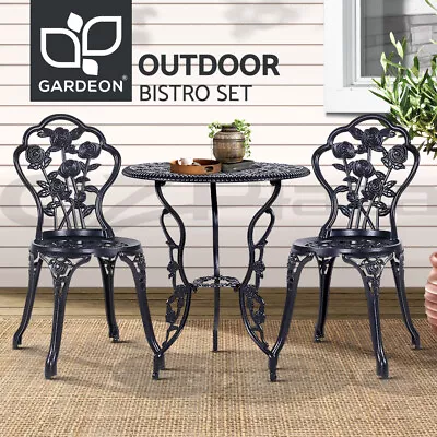 $183.96 • Buy Gardeon 3 Piece Outdoor Setting Chairs Table Bistro Set Cast Aluminum Patio Rose