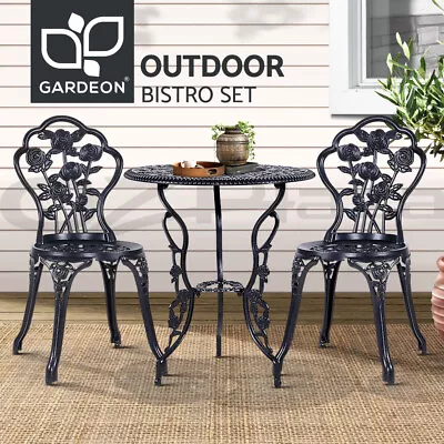 Gardeon 3 Piece Outdoor Setting Chairs Table Bistro Set Cast Aluminum Patio Rose • $199.95