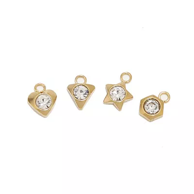 30pcs Stainless Steel Charms Gold Crystal Star Heart Jewelry Making Pendants • $8.99