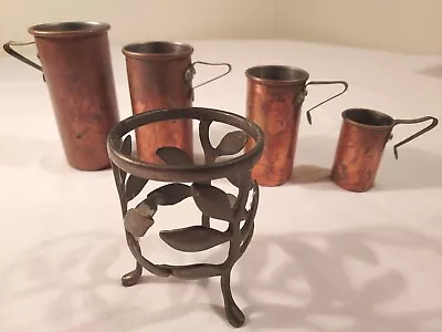 Antique Rare Copper Nesting Stacking Measuring Cups Metal 1 Cup 3/4 1/2 1/4 • $19.99