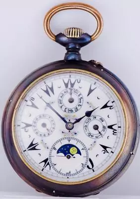 Antique Pocket Watch MOON PHASE Full Calendar For Ottoman Turkish Market C1890's • $3168