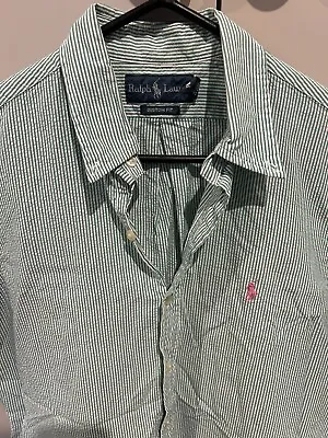 Ralph Lauren Green Stripe Shirt - Short Sleeve Size M • $20