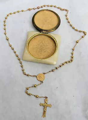 $875 • Buy Beautiful Vintage Rare 10k Solid Gold Child Size Rosary Beads In Bakelite Case