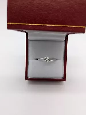 9ct White Gold CZ Solitaire Ring - Size Q • £79.99