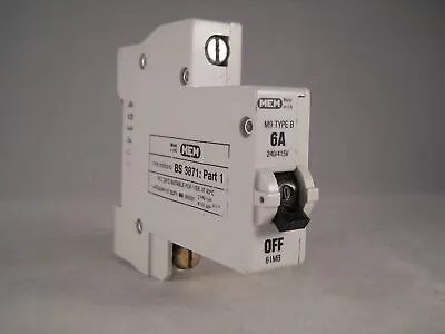 MEM MCB Type B 6 Amp M9 Single Pole 6A Memshield Circuit Breaker 61MB2 61MB • £3.95