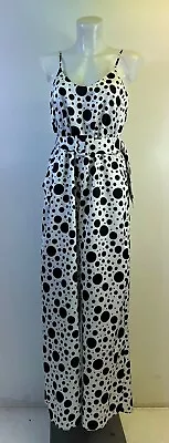 Ladies New Ex River Island Spot Print Satin Jumpsuit Size  6 8 10 12  14 • £23.95