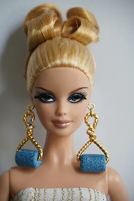 FOX WOLF DESIGN - Barbie Model Muse Blue STEAMROLLER DROP Earrings • $12