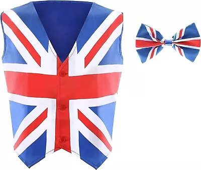 Union Jack Waistcoat And Bowtie - Waistcoat With Union Jack Print • £13.99