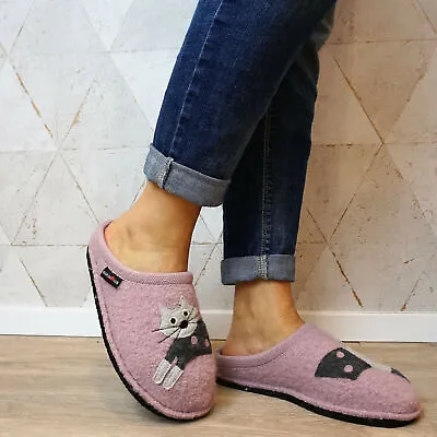 £65.90 • Buy Haflinger Slippers In Wool Felt Pink Cat/cucho