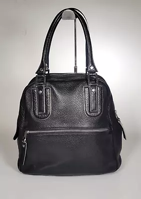 Longchamp Cosmos Black Leather Large Shopper Satchel Tote Bowling Bag Purse • $185