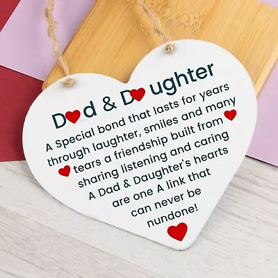 Dad And Daughter Gift Hanging Heart Fathers Day Birthday Gift For Dad Poem • £3.95