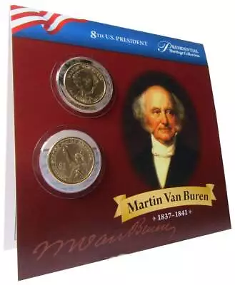 2008 P&D Martin Van Buren Presidential Dollar 2 Coin Set BU Uncirculated Bifold • $9.99