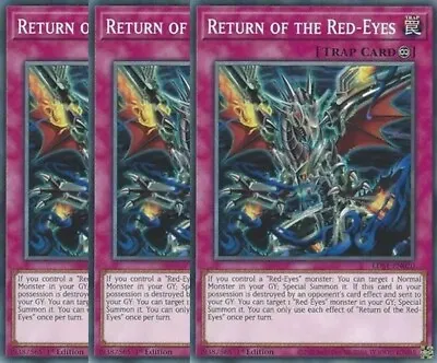 Yugioh - Return Of The Red-Eyes X 3 - 1st Edition NM - Free Holographic Card • $4