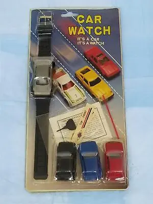 Vintage 1980s Toy Car Watch & 3 Pull Back Action Cars New On Card Mint Shelf O2 • $29.88