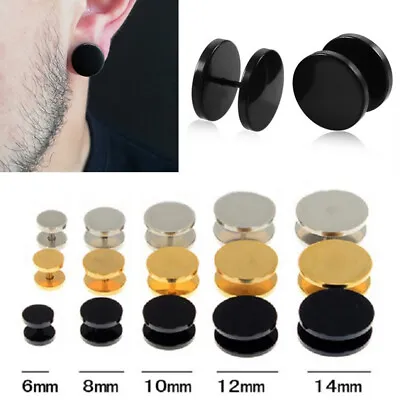 2PCS Stainless Steel Round Barbell Earrings Screw Back Ear Stud For Men Women • $5.99
