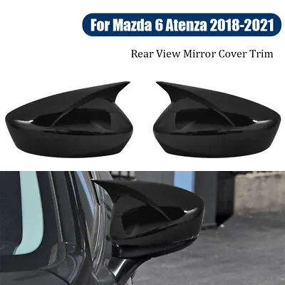 For Mazda 6 Atenza 2018-2021 Black Car Rear View Door Mirror Cover Cap Trims ABS • $30.85