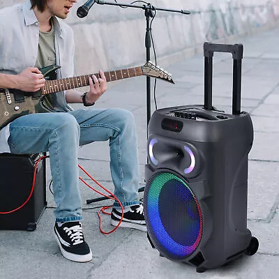 Bluetooth Portable Karaoke Machine PA System Speaker 12  DJ Light W/ Mic  • $77.98