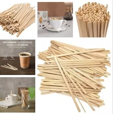 1000 Natural Wooden Coffee Stirrers 5.5  140mm Eco Friendly Hot Drink Stirrers • £2.40