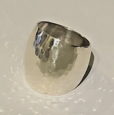 Sterling Silver HAMMERED Ladies DOME MODERN RING 925 UK Contemporary SIZE P 1/2 • £19.88