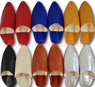 Moroccan Leather Womens Pointy Babouche Shoes Slippers Mules Slides *hard Soles* • $49.99