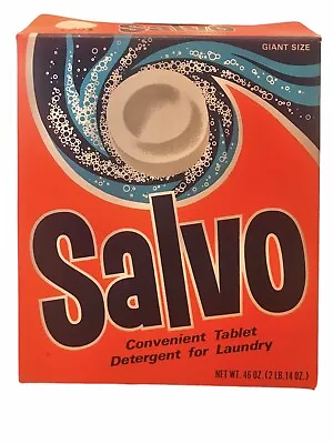 Vintage Salvo Laundry Detergent Soap Box 8.25” X 7” Advertising Decor Prop Empty • $15