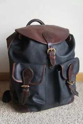 *Luxury* Mulholland Brothers Black Brown Canvas & Leather Backpack Bag MIUSA • $36