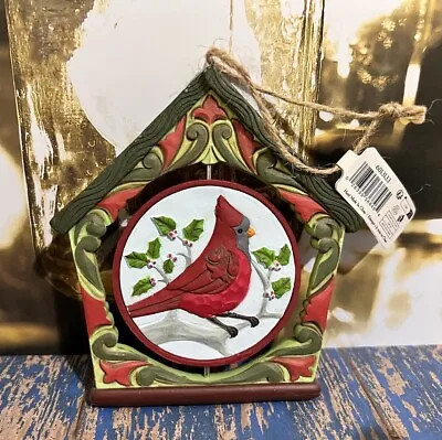 Jim Shore Cardinal Bird House Merry & Bright Christmas Ornament Rotating Center • $14.95